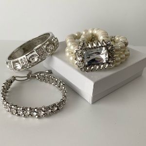 Set of 3 rhinestone & pearl Bracelets